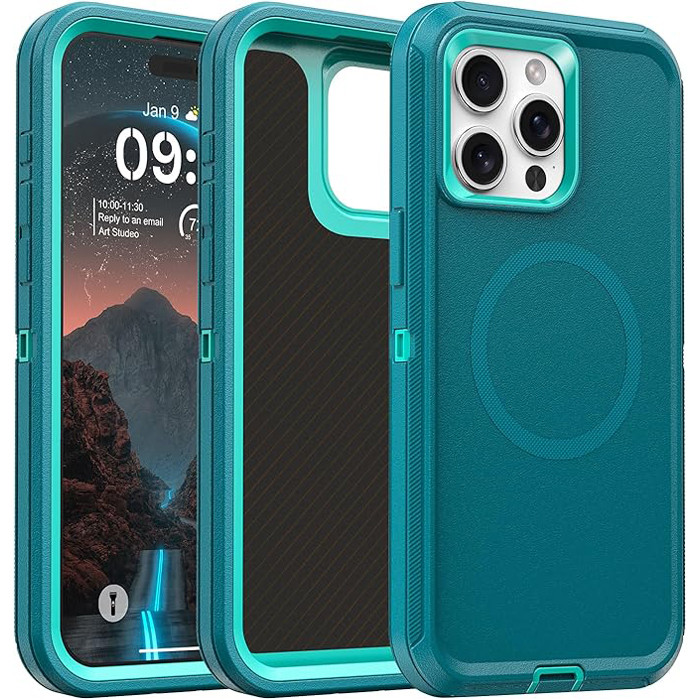 iPhone 16 Plus Defender Tough Shockproof Series With Magsafe Case Blue Pink Teal Red