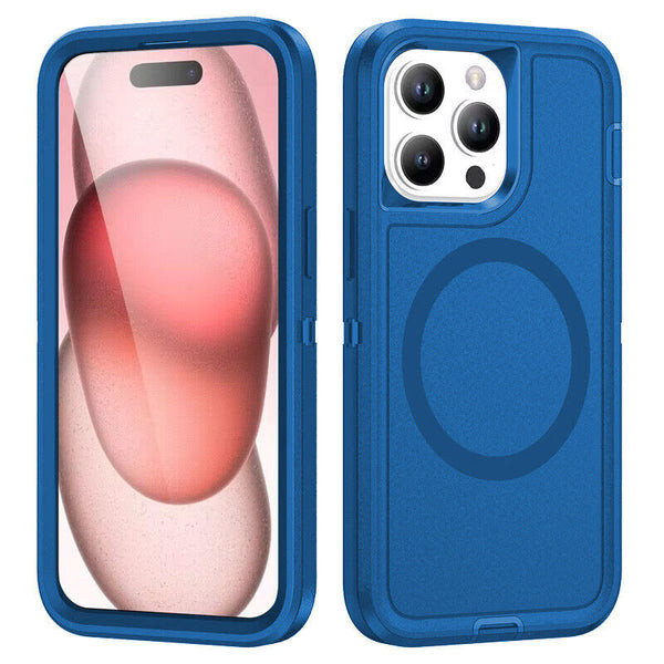 iPhone 16 Pro Defender Tough Shockproof Series With Magsafe Case Blue Pink Teal Red