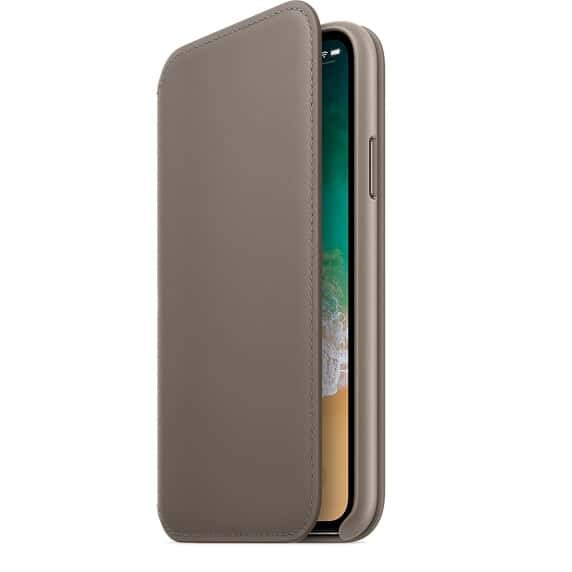 iPhone X Leather Folio - Taupe