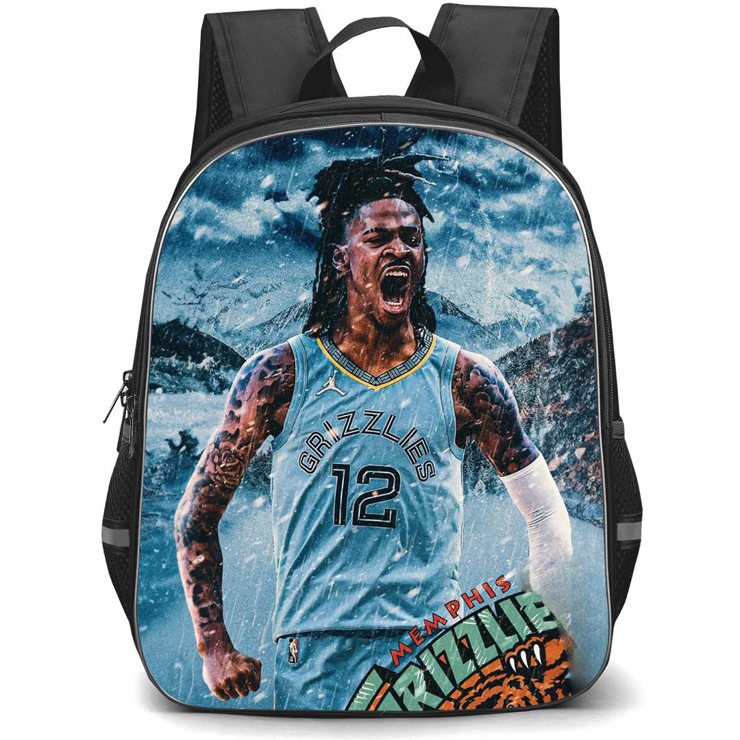 NBA Ja Morant Backpack StudentPack - Ja Morant Memphis Grizzlies 12 Shouting Snowy Mountain