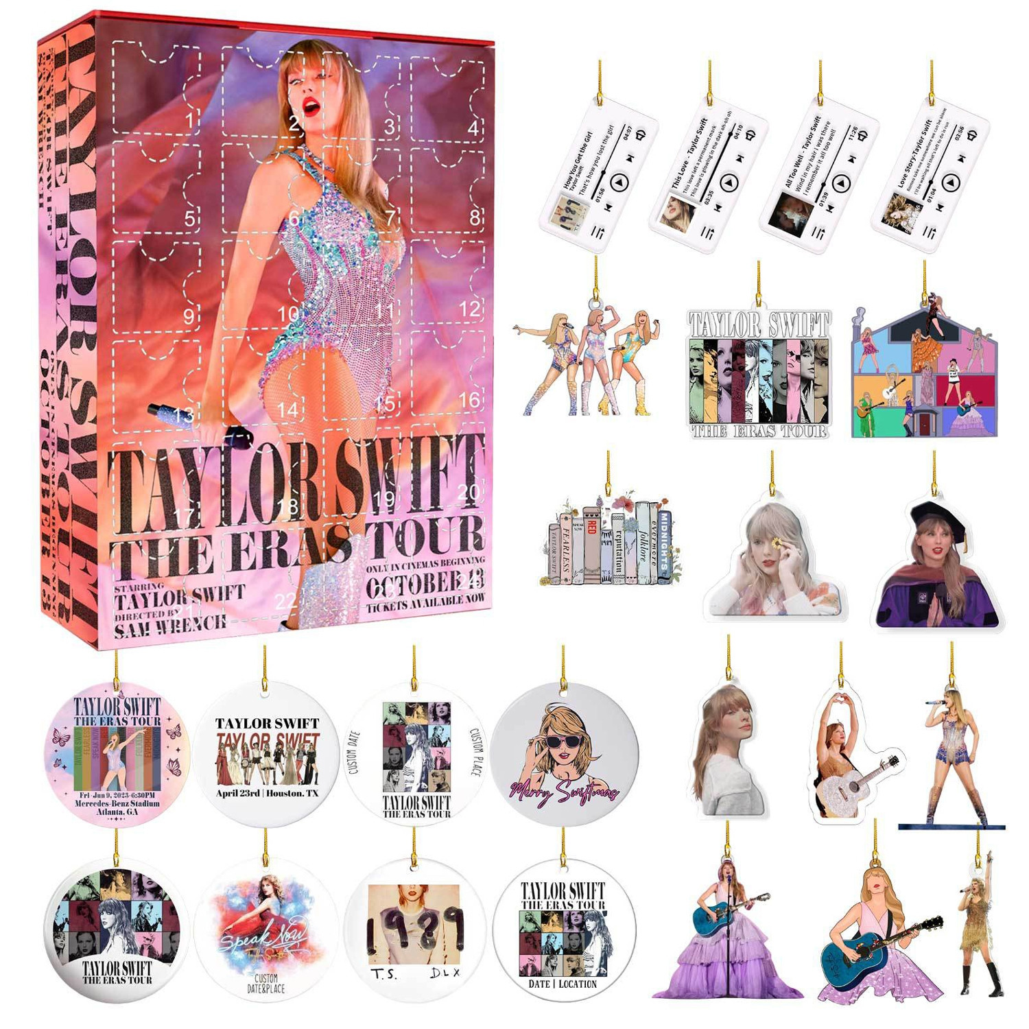 Taylor Swift The Eras Tour Concert Film Advent Calendar 2023 Christmas Countdown Ornaments Keychain