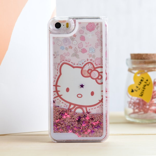 iPhone 5 5s Hello Kitty Moving Glitter Stars Case