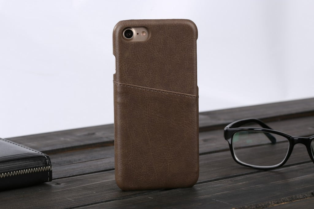 iPhone 7 Real Leather Back Pocket Card Holder Case