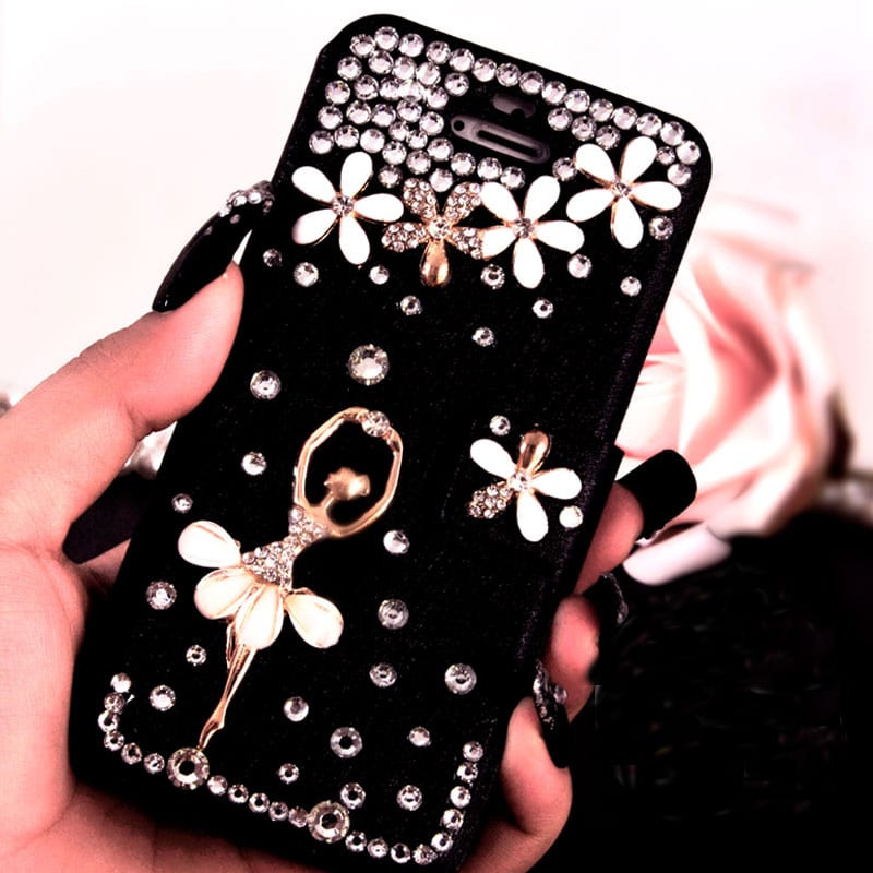 Luxury Rhinestone Bling Flip Wallet Case for iPhone SE 5s 5