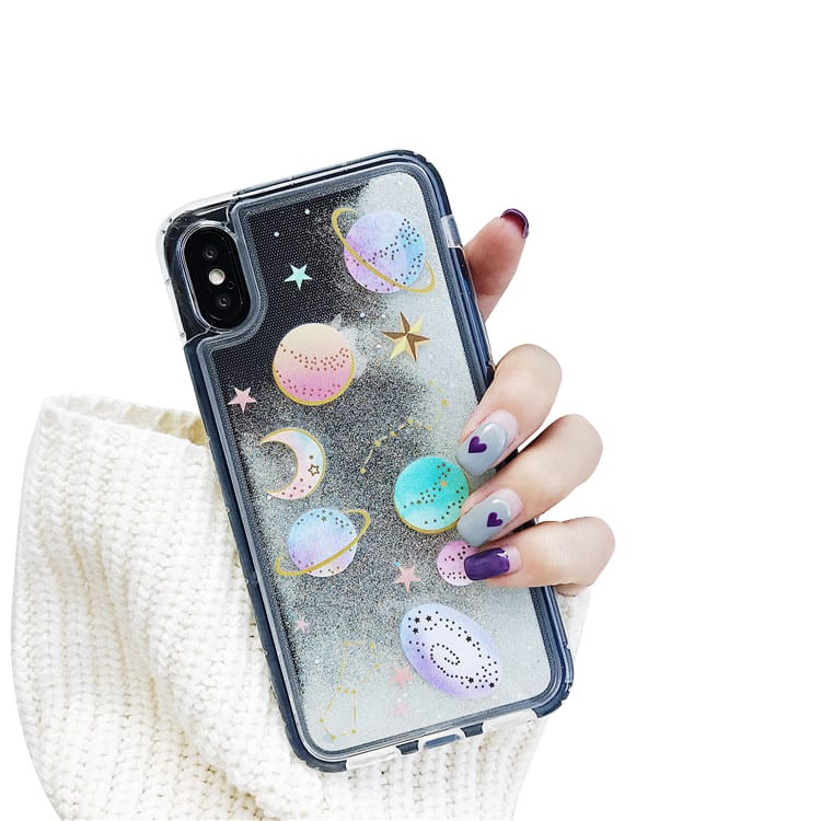 Glitter Planets Galaxy iPhone X Case