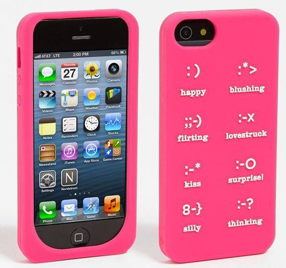 Kate Spade Pink Emoticons Silicone Case for iPhone 5 5s
