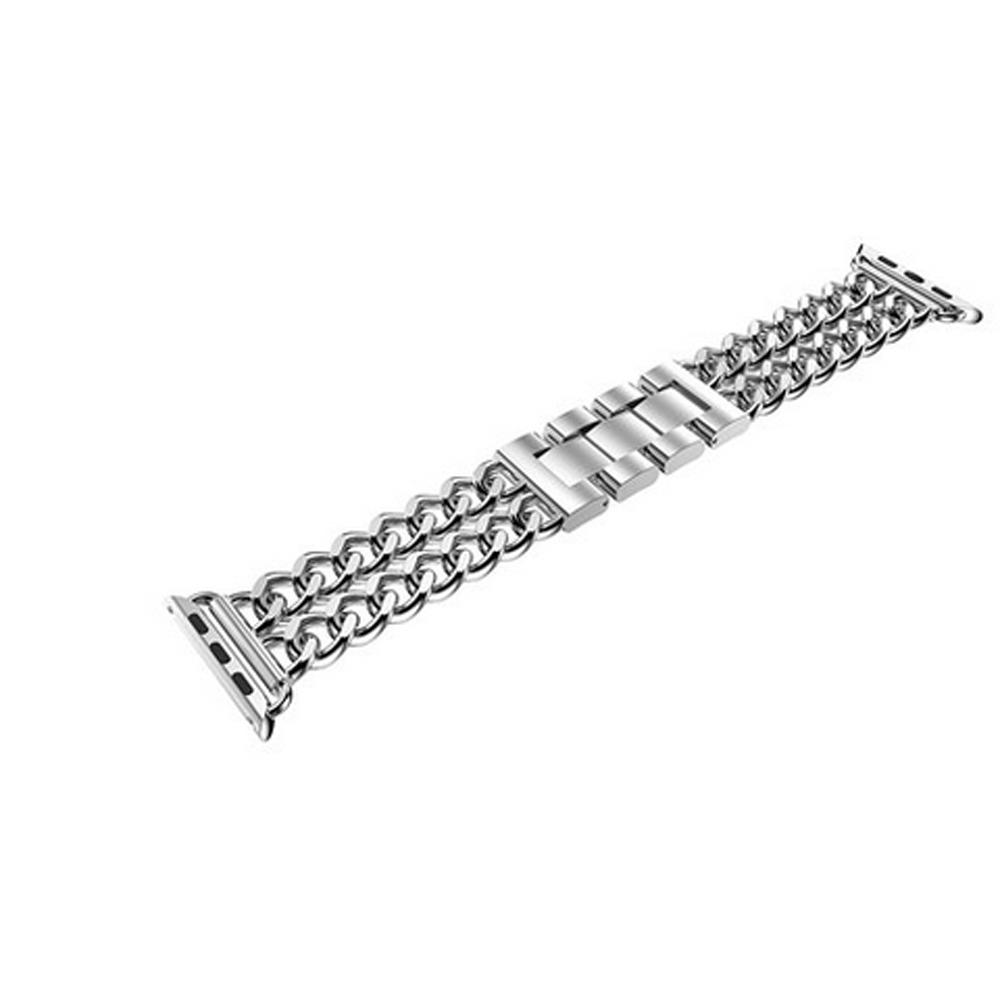 Silver Apple Stainless Steel Watch Fashion Wrist Band Strsap Iconic Double Metal Tweed Chain Designer Inspiried