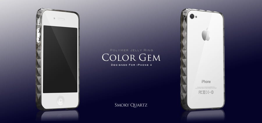 More Color Gem Polymer Jelly Ring for iPhone 4 AP13-024 (Smokey Quartz Black)