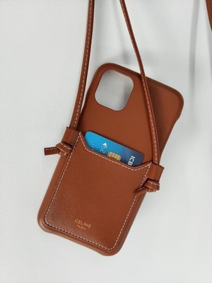 Leather Card Holder Cross Body Celine iPhone 12 / iPhone 12 Pro Case