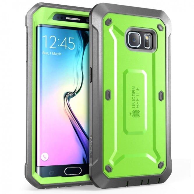 Galaxy S6 Edge Supcase Unicorn Beetle Pro Rugged Holster Case Green/Gray