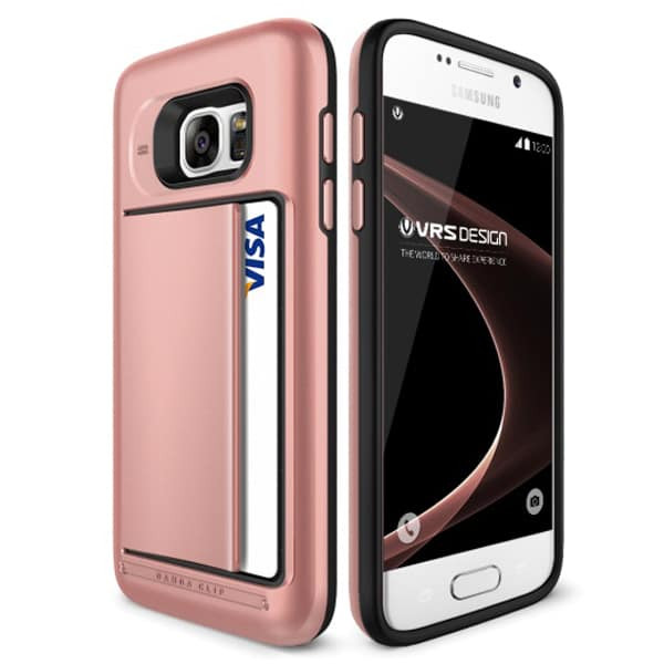VRS Design Damda Hard Credit Card ID Holder Case For Galaxy S7 Edge Rose Gold