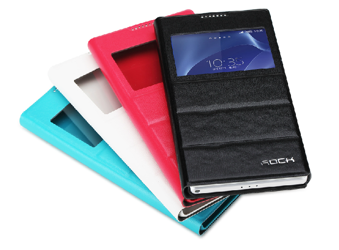 Leather Window View Flip Rock Case for Sony Xperia Z2