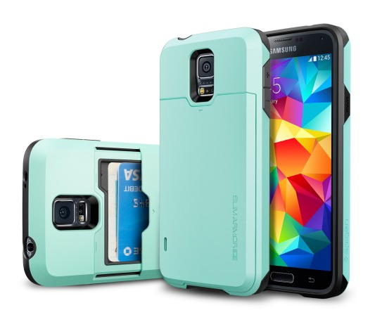 Spigen SGP Galaxy S5 Slim Armor CS Card Slider Wallet Case Mint