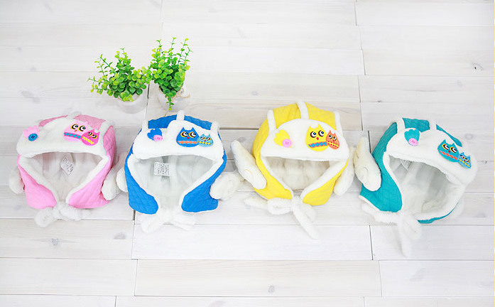 LemonKid Cute Owl Fleece Biker Pilot Style Hat Angel Wings Ear Muff Kids Baby