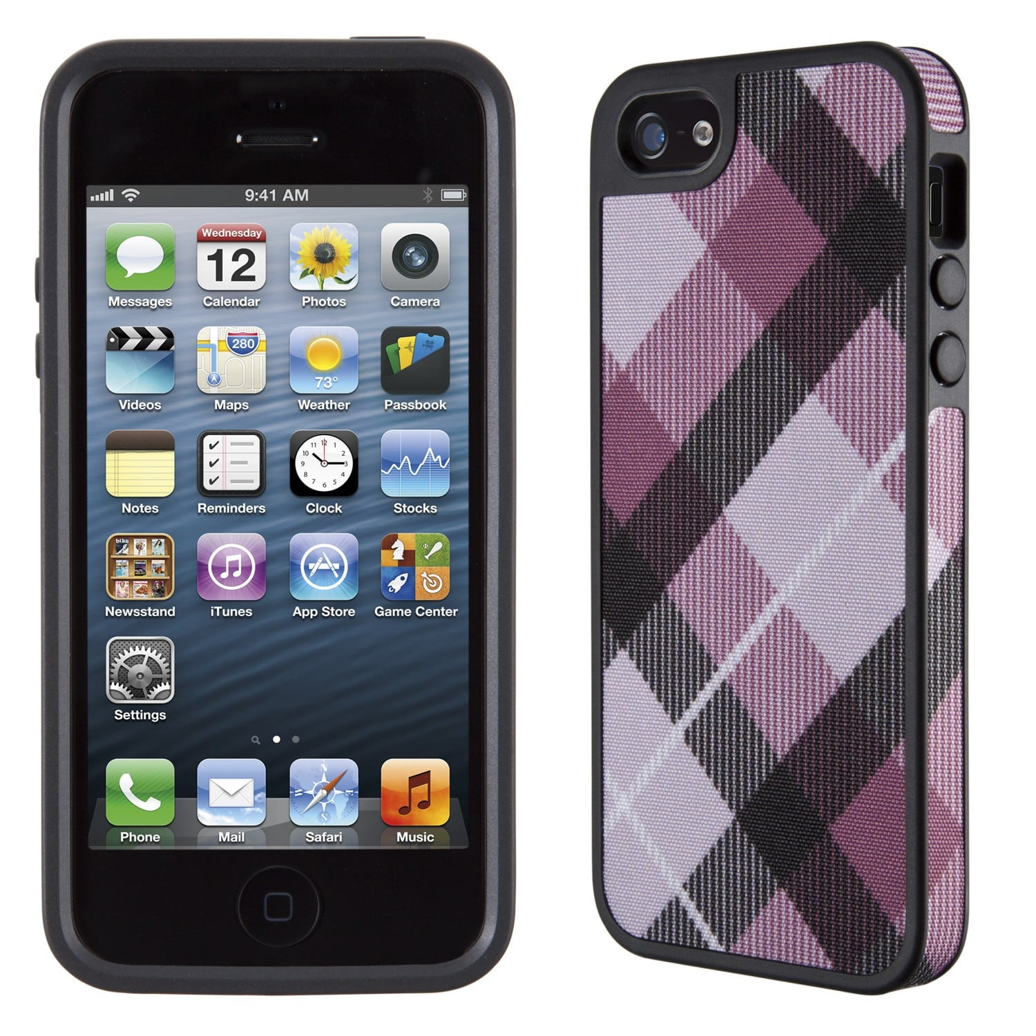 FabShell for iPhone 5 - MegaPlaid Mulberry/Black