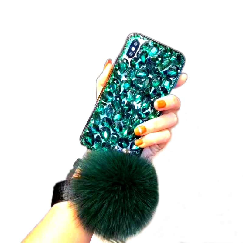 iPhone X Diamond Gemstone With Fur Case