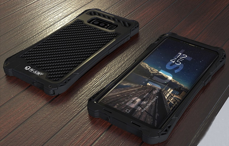 Galaxy Note 8 R-Just Amira Premium Metal Bumper Carbon Fiber Case