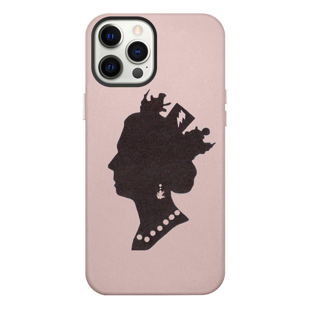 iPhone 11  Pink Leather Case Queen Elizabeth II Silhouette