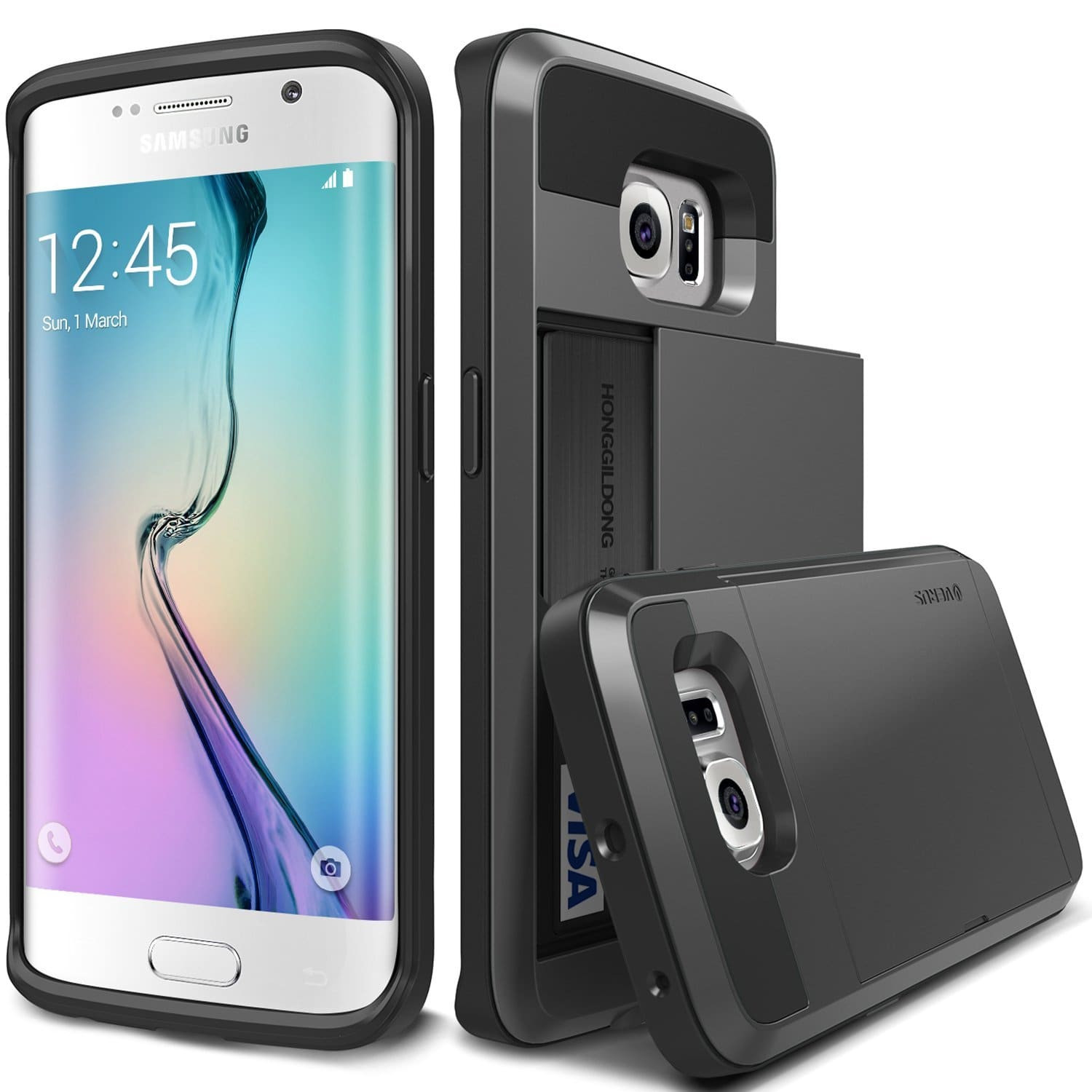 Verus Dark Silver Galaxy S6 Edge Case Damda Card Slide Series