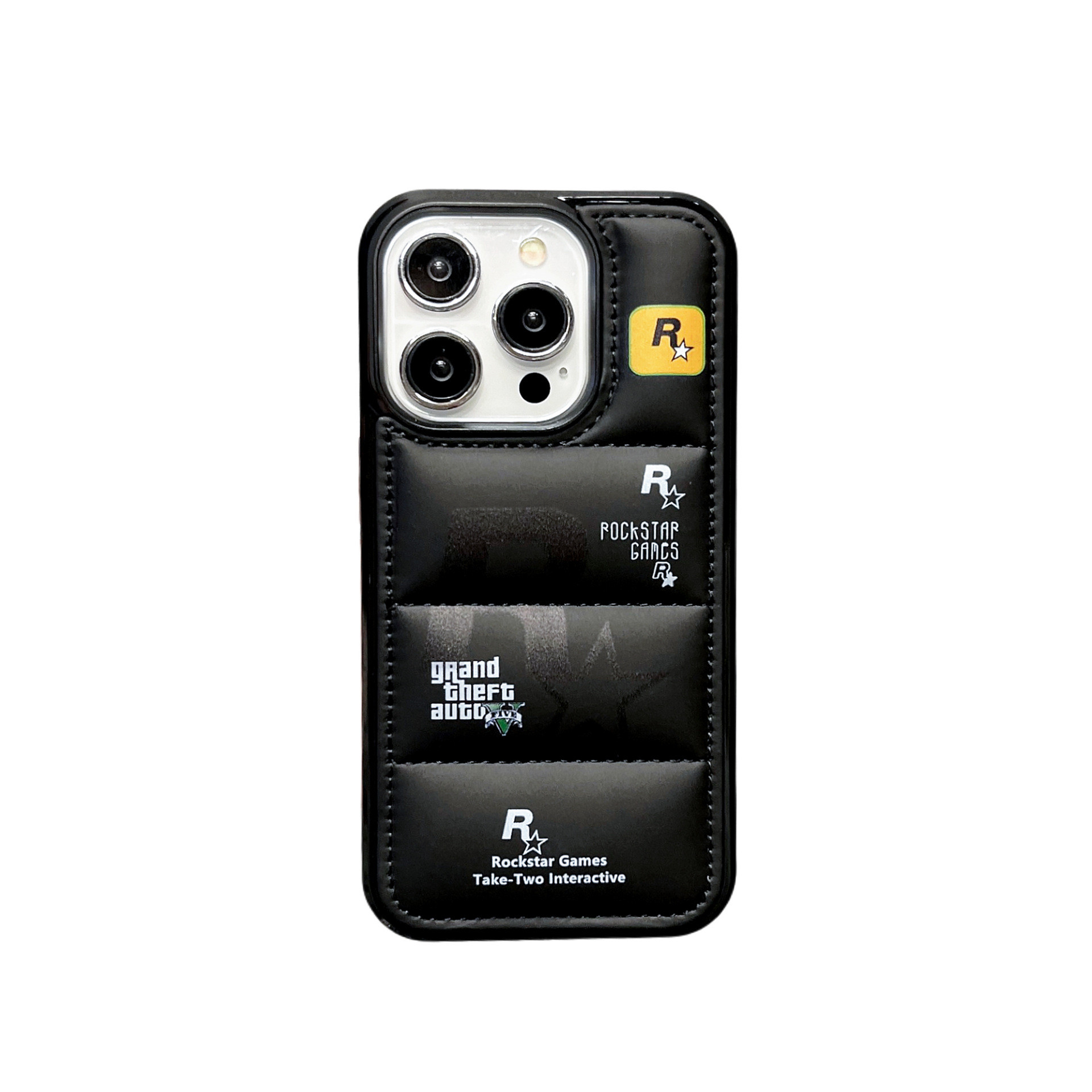Grand Theft Auto IV 5 3D Soft Puffy Design Phone Rockstar Games Puffer Case For iPhone SE 6 7 8 X 11 12 13 14 15 16 Black White