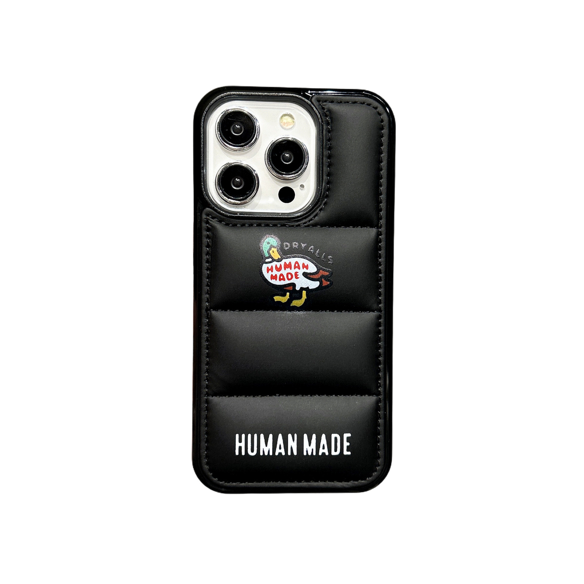 Human Made 3D Soft Puffy Jacket Streetwear Design Phone Puffer Case For iPhone SE 6 7 8 X 11 12 13 14 15 16 Black Silver