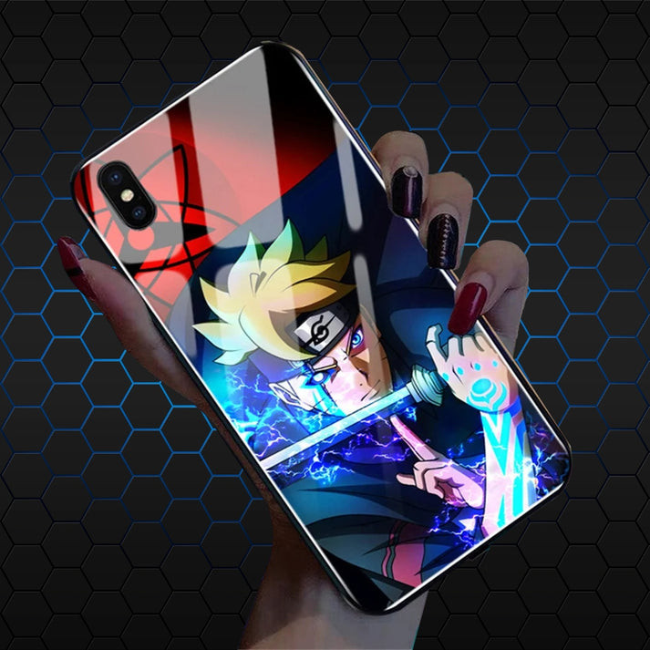 Anime Boruto Holding Sword LED Phone Case Cover For iPhone 14 13 12 11 X 8 7 6 SE Pro Max Plus