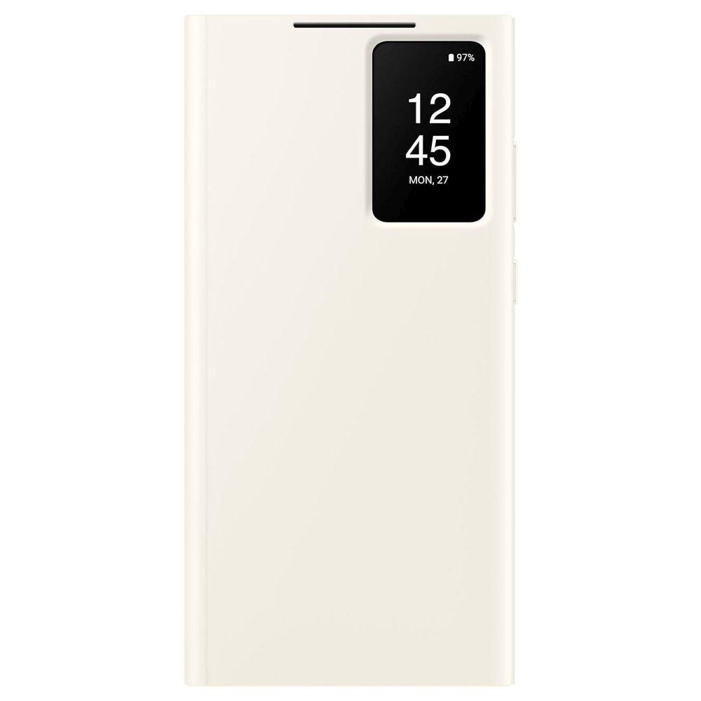 Galaxy S23 Ultra Smart Clear View Wallet Case Cover Cream