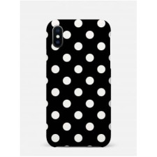 Polka Dot White on Black iPhone XR Case