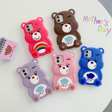 Care Bears 3D Soft Silicone Phone Case Cover For iPhone SE 6 7 8 X 11 12 13 14 15 Red Pink Purple Blue Brown