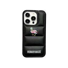 Human Made 3D Soft Puffy Jacket Streetwear Design Phone Puffer Case For iPhone SE 6 7 8 X 11 12 13 14 15 16 Black Silver