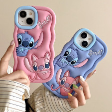 Stitch Disney 3D Soft Silicone Phone Case Cover For iPhone SE 6 7 8 X 11 12 13 14 15 16 Blue Pink