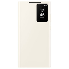 Galaxy S23 Ultra Smart Clear View Wallet Case Cover Cream