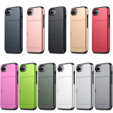 iPhone 16e Armor Slide Card Case Black Blue Pink Grey Gold Red Purple White