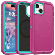 iPhone 16 Pro Max Defender Tough Shockproof Series With Magsafe Case Blue Teal Green Red