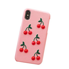 Cherry Faux Leather iPhone 8 7 Plus Case