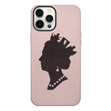 iPhone 13 Mini Pink Leather Case Queen Elizabeth II Silhouette