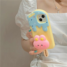 Ice Cream Cute 3D Silicone Phone Case Cover With Stand Function For iPhone 11 12 13 14 15