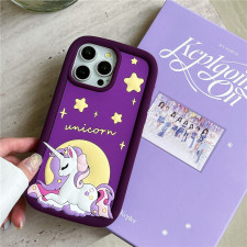 Unicorn Cute Purple 3D Silicone Phone Case Cover For iPhone 11 12 13 14 15