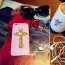 Leather Like Metal Cross Thin Case for iPhone 5 5s