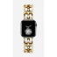 Yellow Gold Stainless Steel Leather Apple Watch Wrist Band Fashion Designer Inspired Double Leather Chain