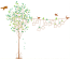 Decorative Living Room Photo Frame Wall Decal Sticker with Trees and Birds