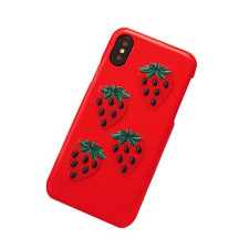 Strawberry Faux Leather iPhone 8 7 Plus Case
