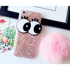 Sparkly Eye Case with Pom Pom for iPhone 7 / 8 Plus