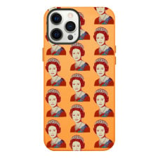 iPhone 13 Orange Leather Case Queen Elizabeth II Pop Art 