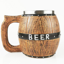 Oak Barrel Mug with Stainless Steel Interior